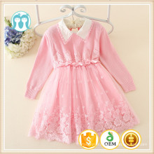 Automne Enfants Nouveaux Articles Appliqued / perlé Vêtements À Manches Longues Enfant Chandails Casual Filles Rose Chandail Big Bow Robes